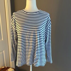 AYR Royal Blue and White Striped Long Sleeve Top Sz XL